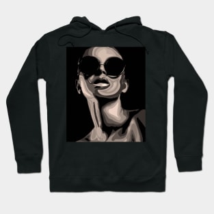 Unknown Stylish Girl in Sunglasses vector portrait Hoodie